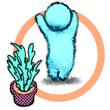 Avatar azul con una planta