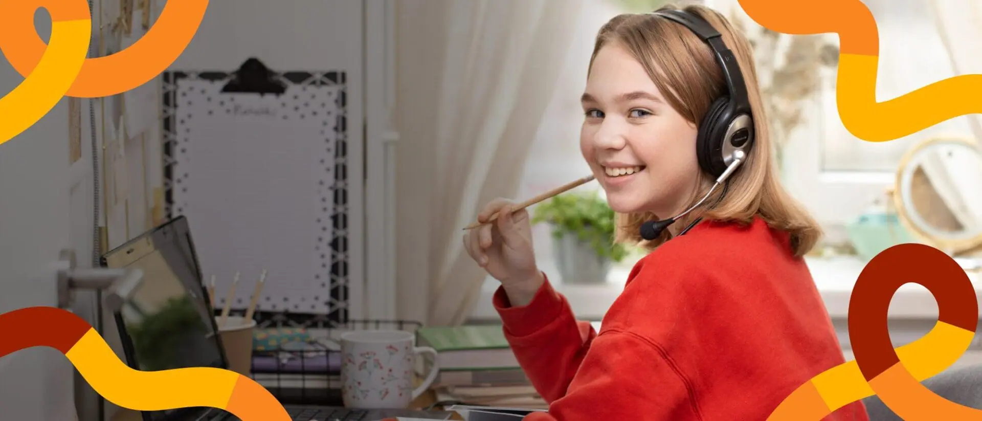 Estudiante utilizando unos auriculares.